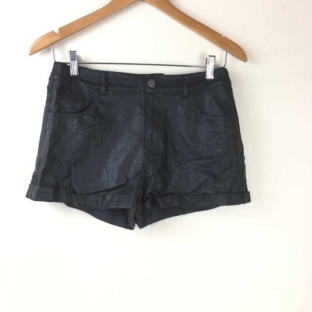 Forever 21 Vegan Belt Looped Leather Shorts